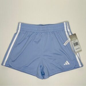 Adidas Girls' Blue Pacer 3-Stripes Shorts Size M Activewear